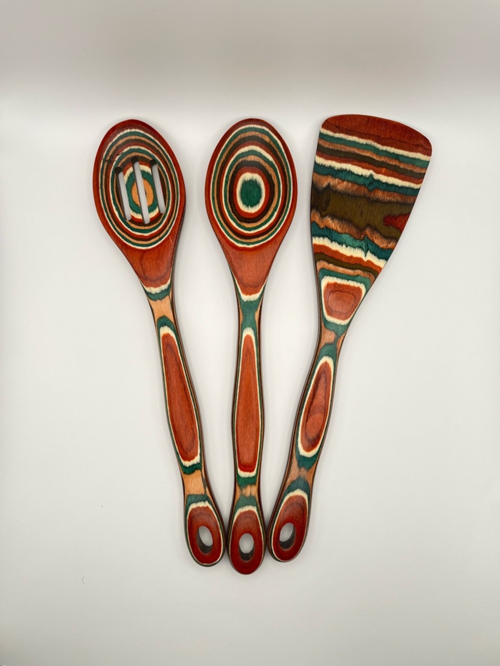 Pakkawood Handcrafted Multicolor Layered Wood Kitchen Utensils